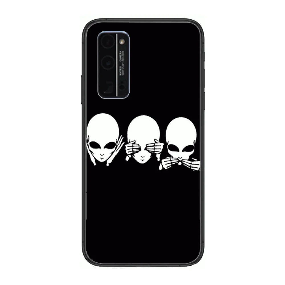 

Alien Space Phone Case Hull For Huawei Honor 8 9 10 20 30 A S Lite Pro 5g i Black Back Soft Cell Cover Pretty
