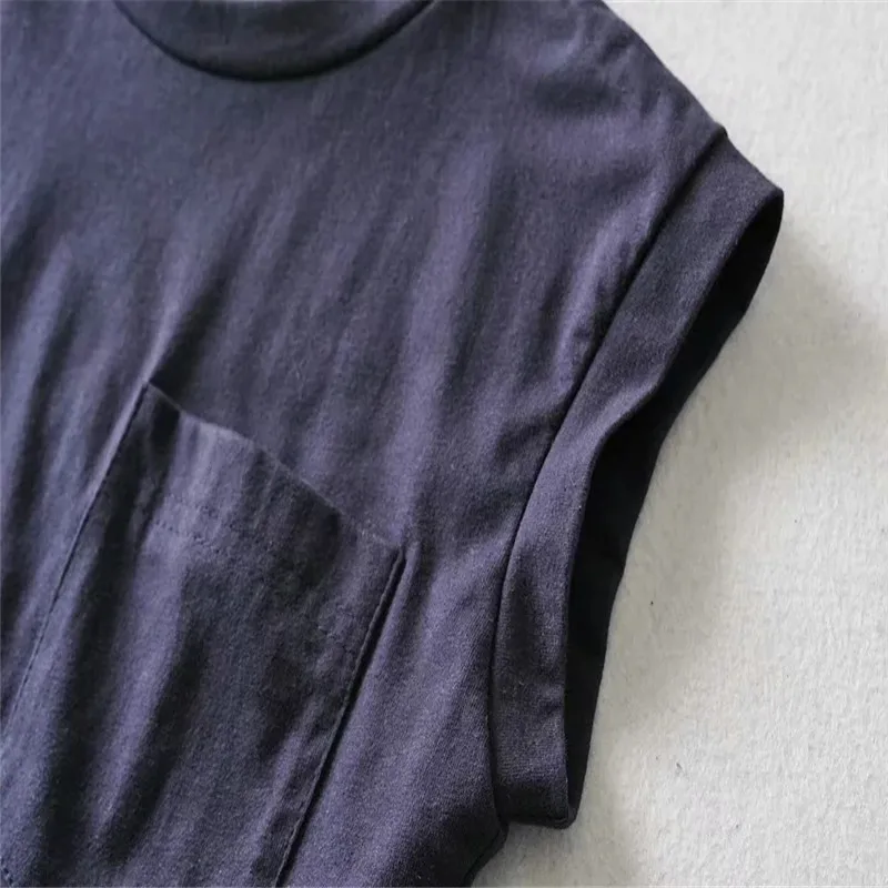 

Fashion Female Tshirt Fake Two Loose Sleeveless Ultra-short T-shirts Casual Sexy T-shirt Super Modle Star Gigi Same Style Tees