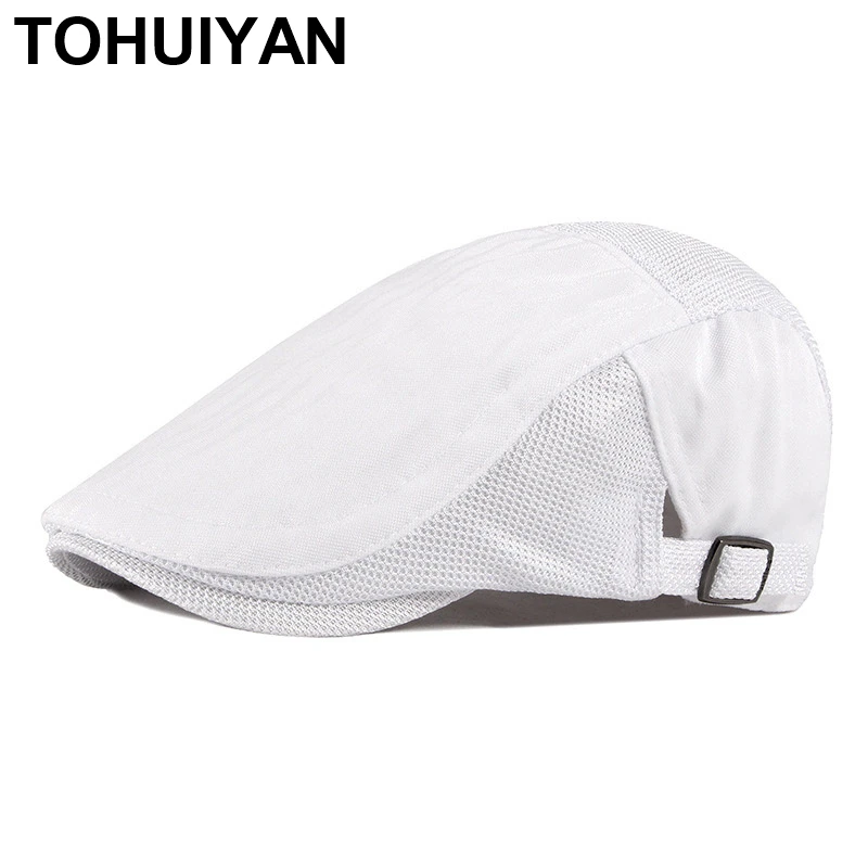 Модная однотонная Кепка [TOHUIYAN] в стиле Гэтсби мужская и женская повседневная из