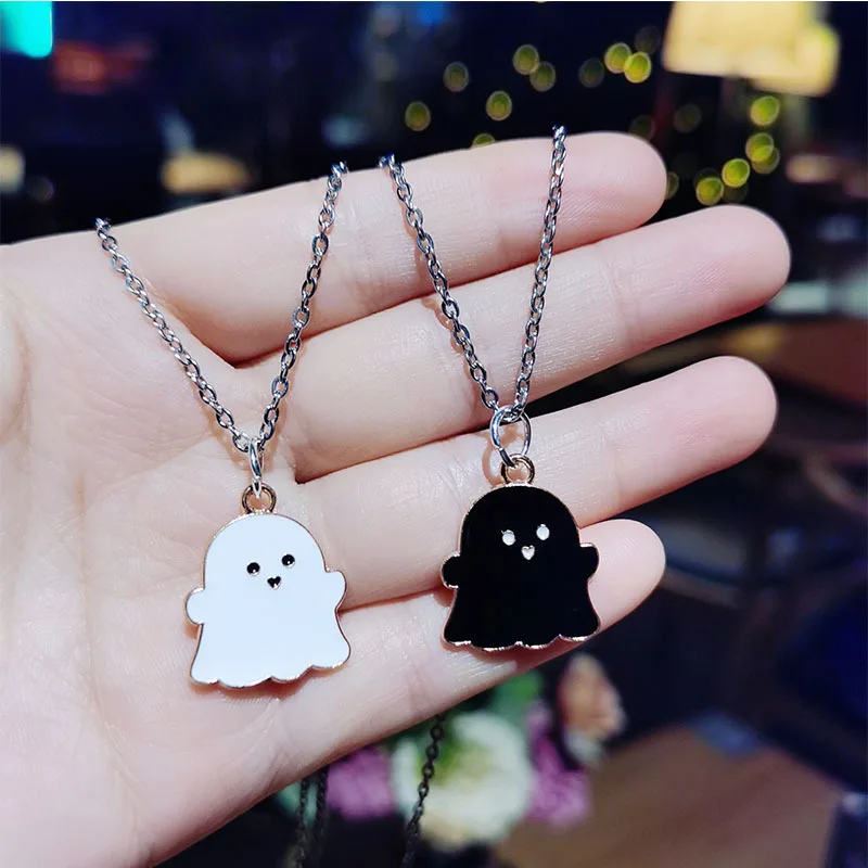 

Sweet Necklace For Girls Cute Pink Fashion Dripping Ghost Pendant Jewelry For Friends Valentine Day Gifts Collares Para Mujer