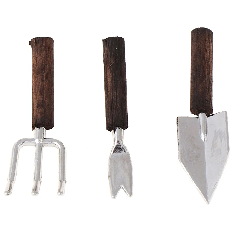 3 шт./компл. сплав + дерево мини горшок инструмент модель лопаты набор для