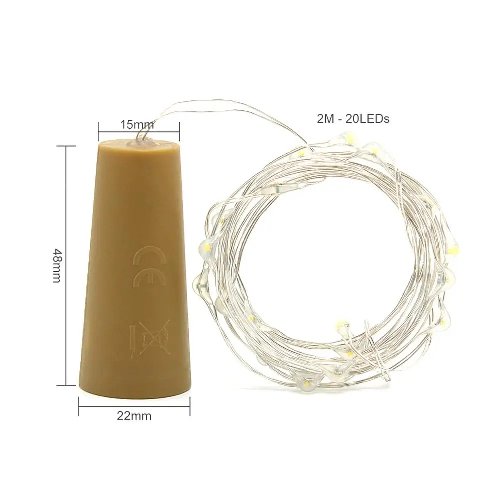 

2m 20 LED Cork String Light Battery Powered Garland Wine Bottle Lights Festival Party Colorful Lighting Lamp for Party Wedding