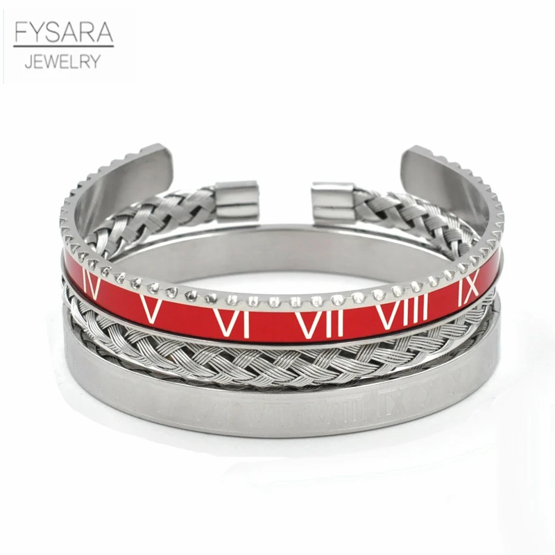 Браслет-манжета FYSARA мужской из нержавеющей стали спортивный открытый Римский