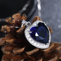 30 silver plated romantic heart of the ocean blue crystal ladies pendant necklace jewelry women christmas gift no fade