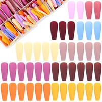 500pcsbox colorful matte fake nail art tips long ballerina coffin nails abs full cover fasle nails manicure press on nails