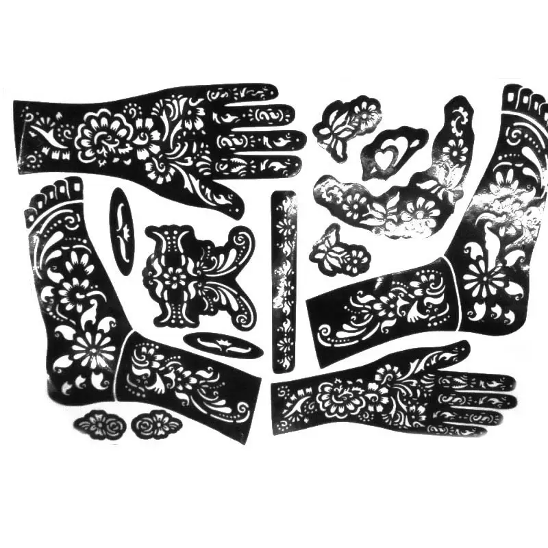 Новый популярный индийский шаблон Mehndi с ручной ногой хной окрашенный трафарет