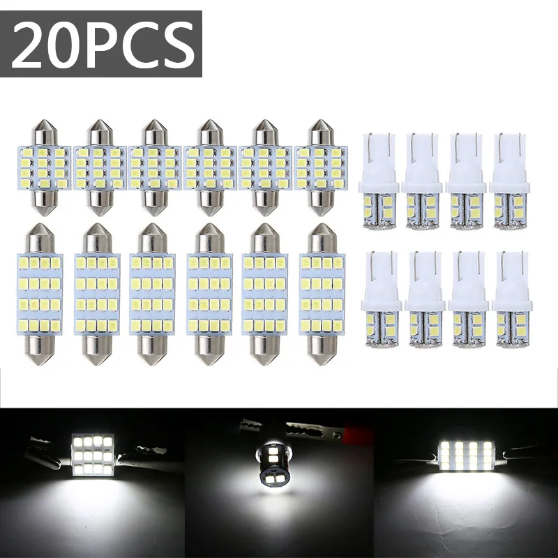 

20 шт. T10 31 мм 42 мм гирлянда автомобильный внутренсветильник 6000K белый светодиод купольная карта дверь номерной знак лампы запчасти