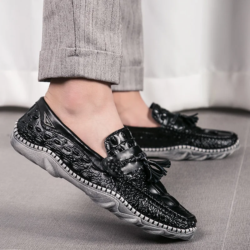 Мужская повседневная обувь с крокодиловым лицевым покрытием Роскошная