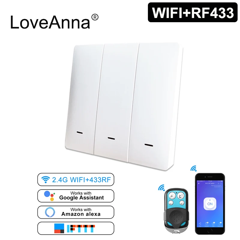 EWeLink EU 86 Тип умный настенный Wi-Fi адаптер панель беспроводной 433 МГц RF пульт