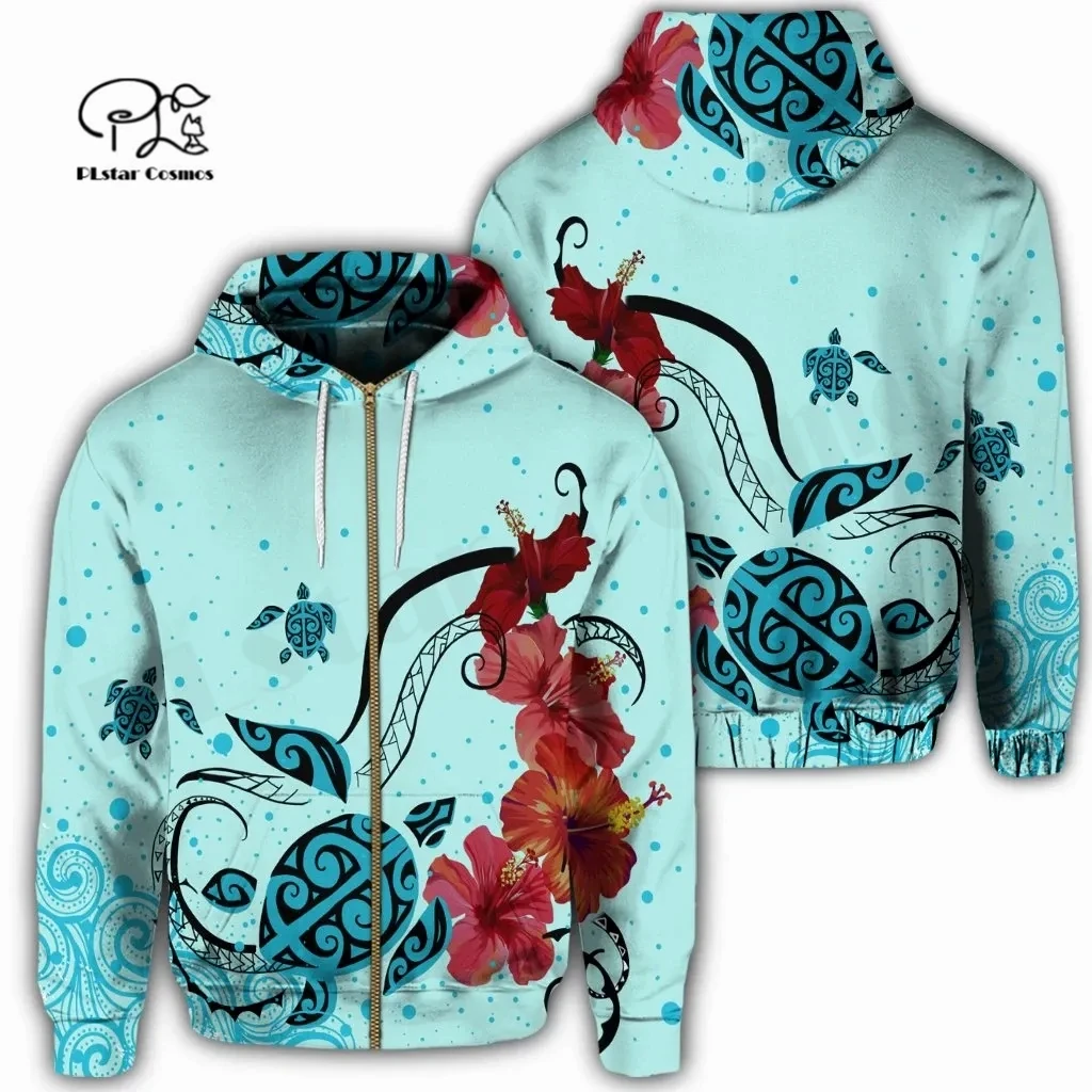 

PLstar Cosmos 3DPrint Newest Tattoo Turtle Polynesian Hibiscus Tribe Funny Harajuku Streetwear Unisex Hoodie/SweatshirtZip A-13