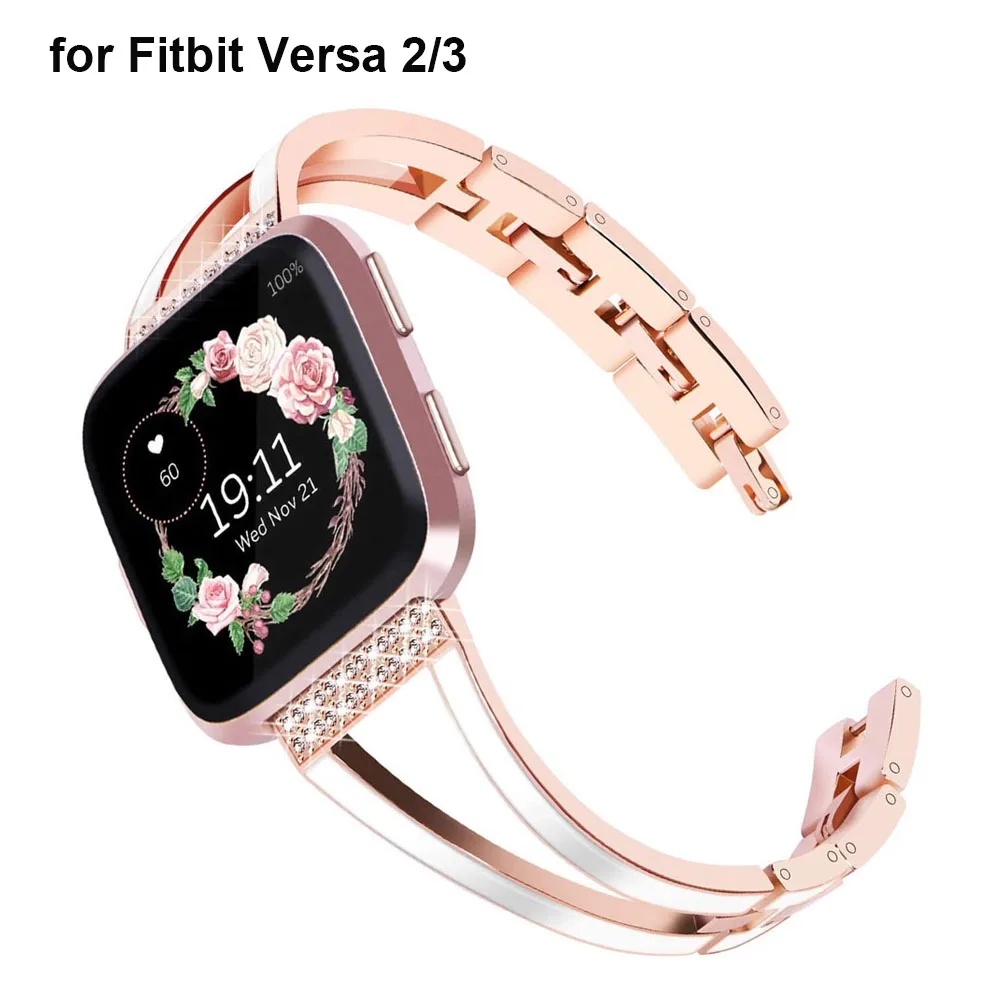 Metal Bands for Fitbit Versa 2 3 4 Watchband Women Slim Bracelet for Fitbit Sense Wristband Strap for Versa Lite Smartwatch Band