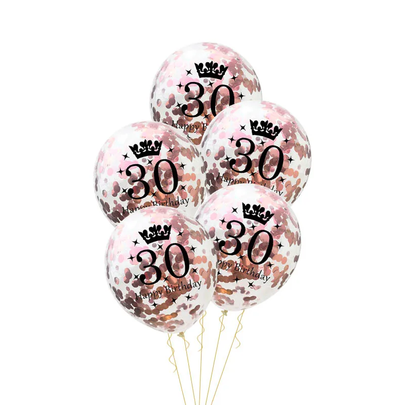 5pcs 30 balloon 30th 40th 50th день рождения одноразовая посуда Взрослые День Рождения принадлежности для вечеринки воздушный шар вечерние украшения 30 40 50 лет - Цвет: 5pcs 30 balloon