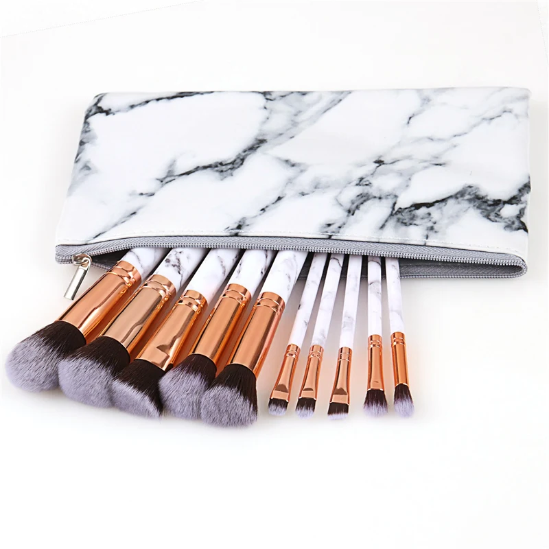 Набор кистей для макияжа 10 шт. мягкая пудра тени век бровей губ консилер веер
