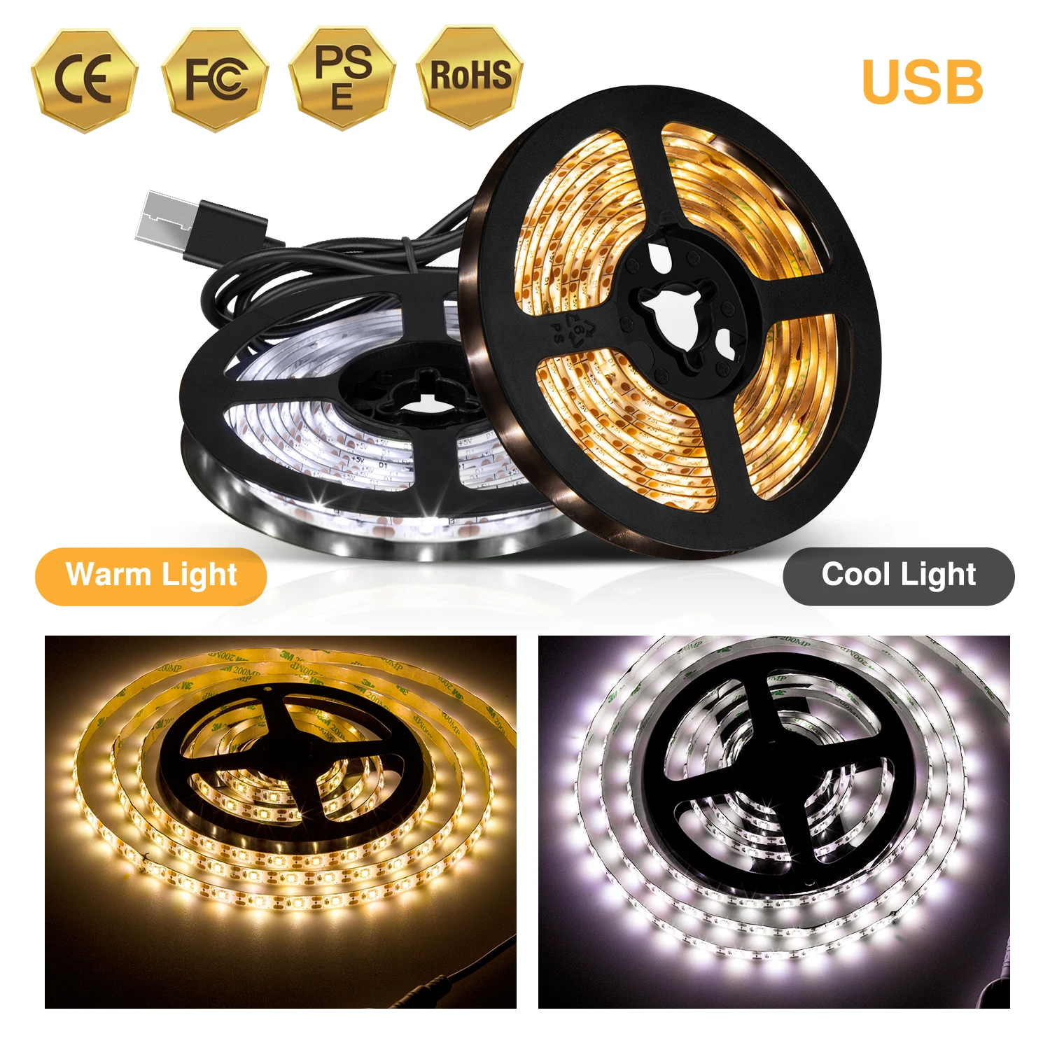 

LEADLY LED Strip Lights Flexible LED Lamp Tape Ribbon Light Strip Desktop Screen BackLight USB Tape LED Strip 2835SMD LED Strip