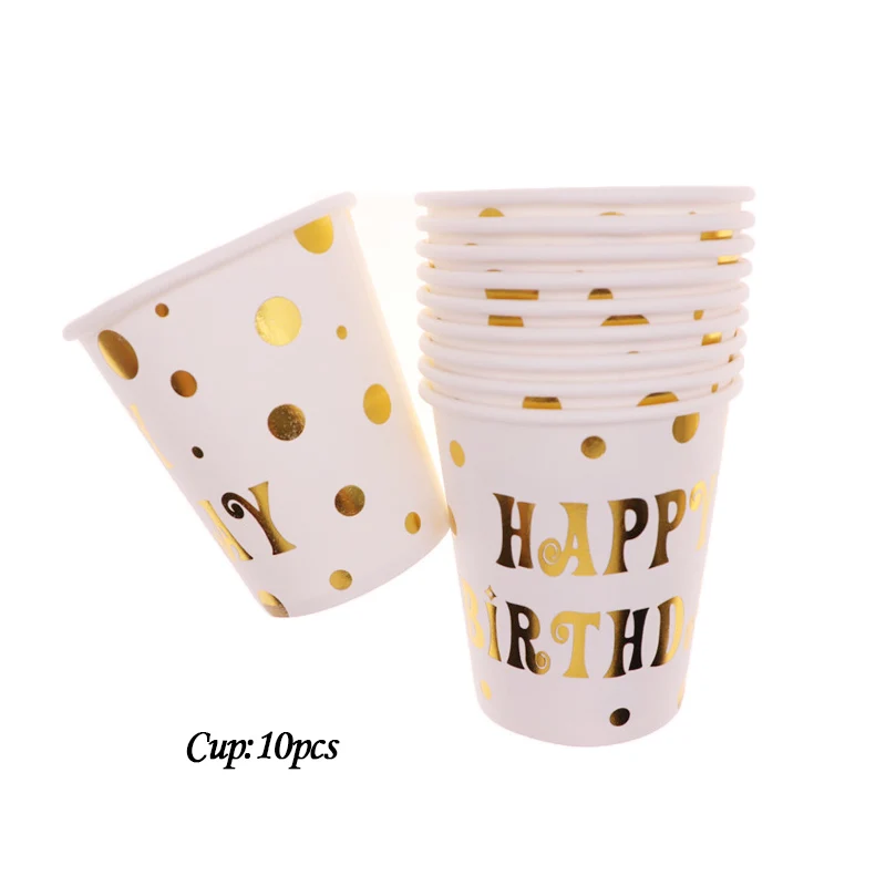 10pcs Золотая фольга бумажные одноразовые столовые салфетки тарелка чашка с днем рождения свадьба Вечеринка День Рождения украшения принадлежности для детей - Цвет: 10pcs