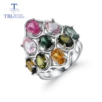 multi color tourmaline big rings 925 sterling silver with natural gemstone fine jewelry for woman anniversary or daily wear