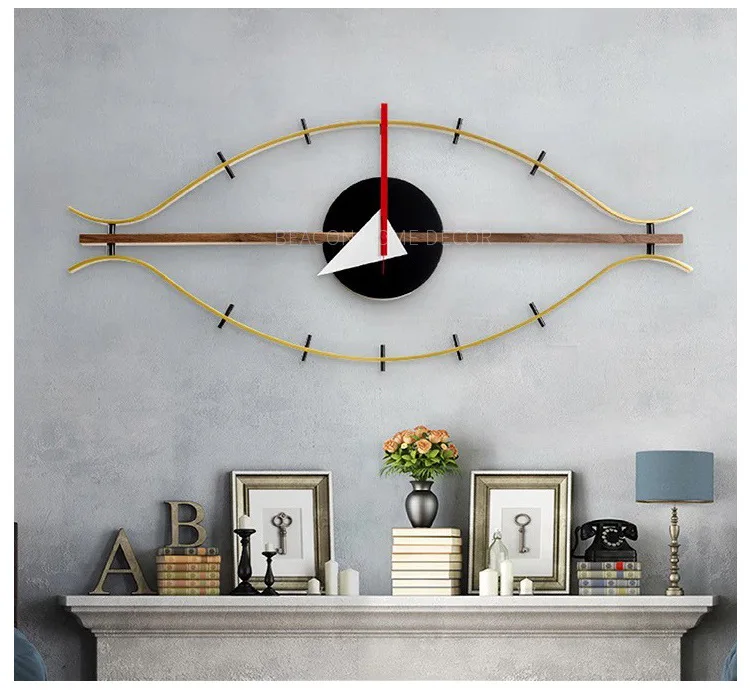Современные большие настенные часы металлические оригинальные из дерева в