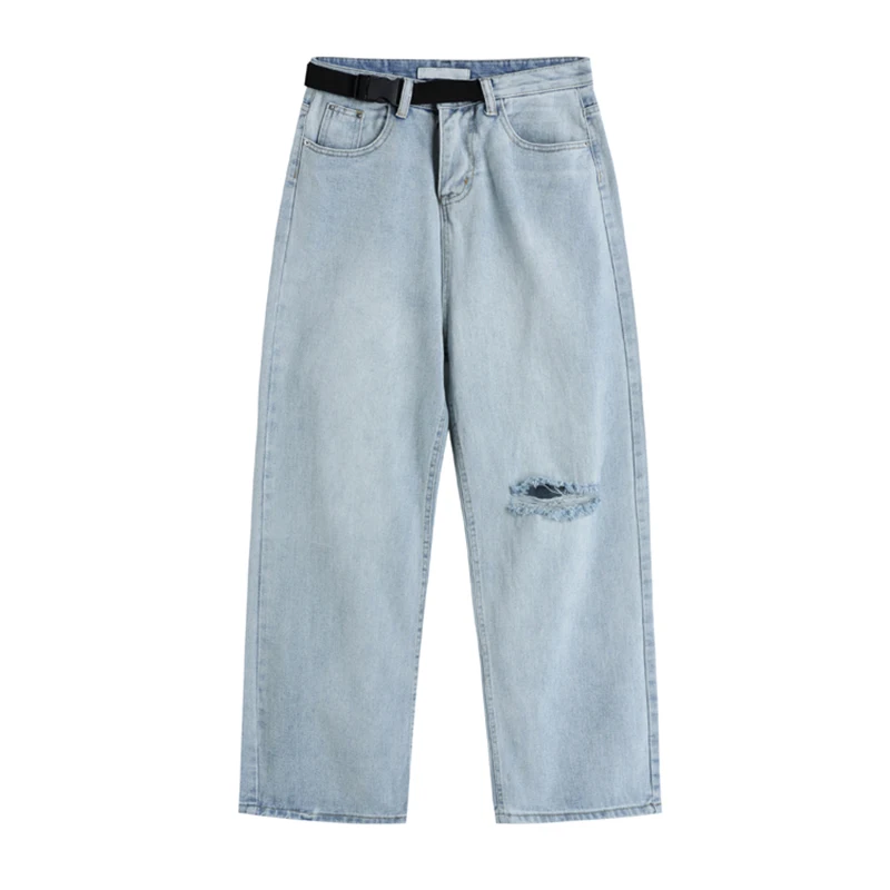 

Woman Jeans High Waist Clothes Wide Leg ripped Denim Clothing Blue Streetwear Vintage Quality 2021 Fashion Cowboy Denim Pants