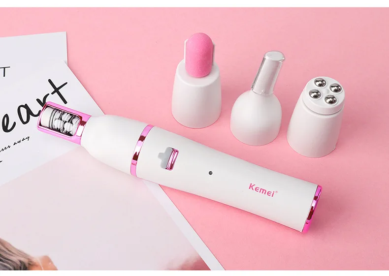 Kemei 7 в 1 Женский электрический эпилятор электрическая Очищающая Массажная щетка