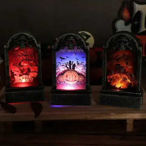 Светодиодный светильник на Хэллоуин, украшение для вечеринки в виде привидения, фестиваля, бара, тыквы, ведьмы, метлы, Декор для дома с приви...