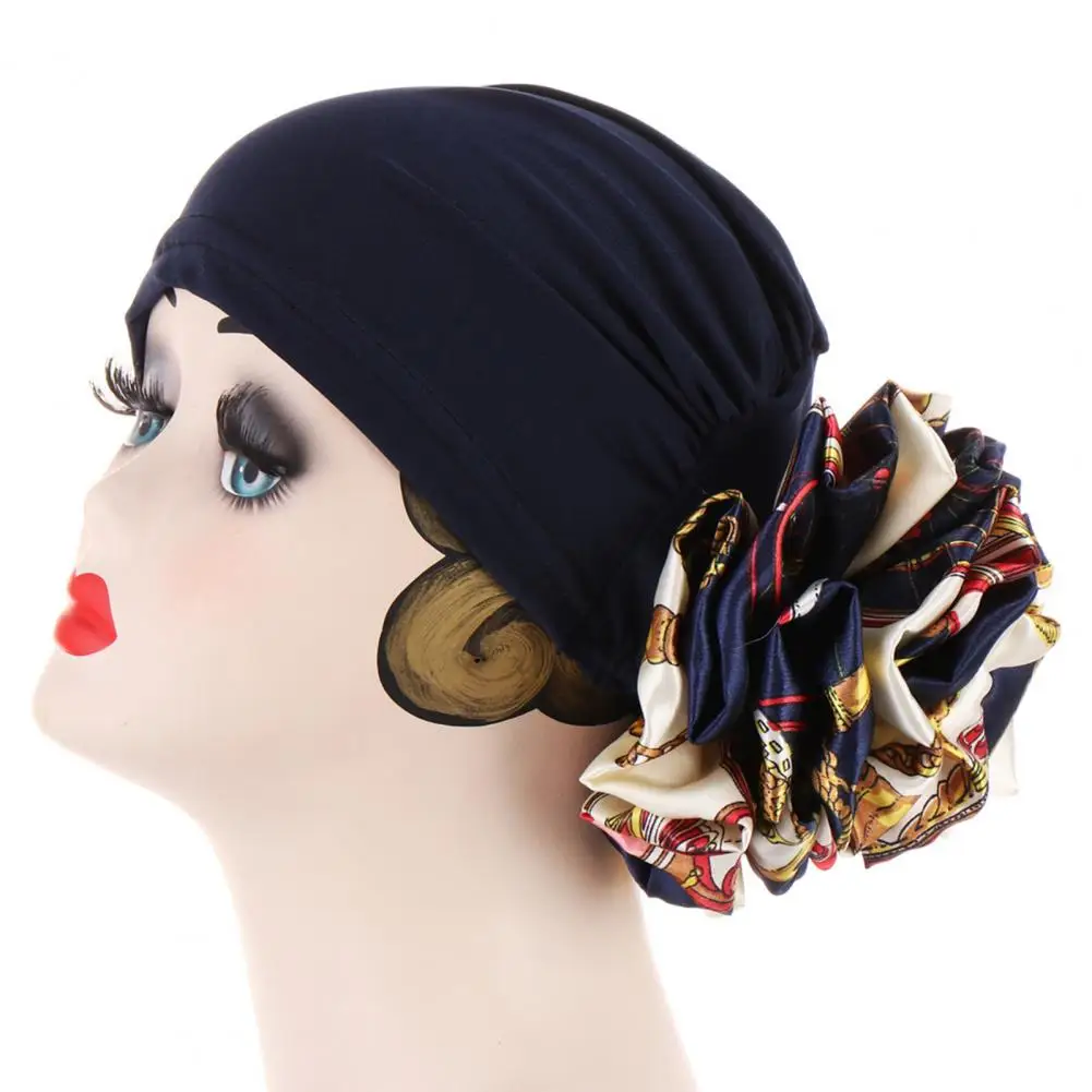 Large Flower Head Scarf Women Turban Cap No Brim Headwrap Hat Hair Accessories for bandana повязка на голову |