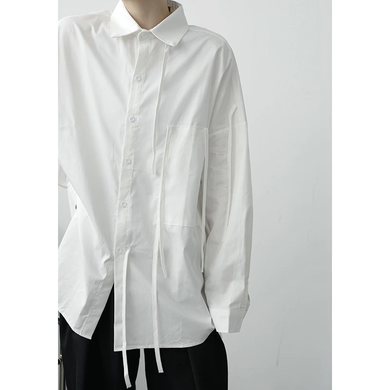 

SuperAen New Design 2021 White Turn Down Collar Full Shirts Loose Office Lady Women Tops