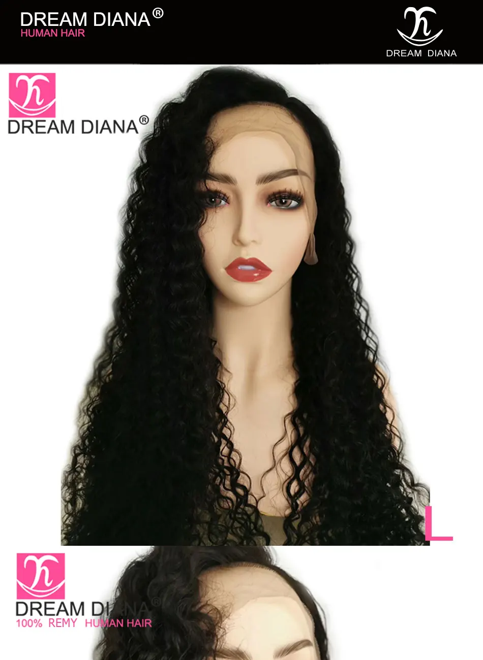 DreamDiana бразильский кудрявый полный парик шнурка "-28" Швейцарский шнурок натуральный ручная вязка L Соотношение Remy полный парик шнурка человеческие волосы парики