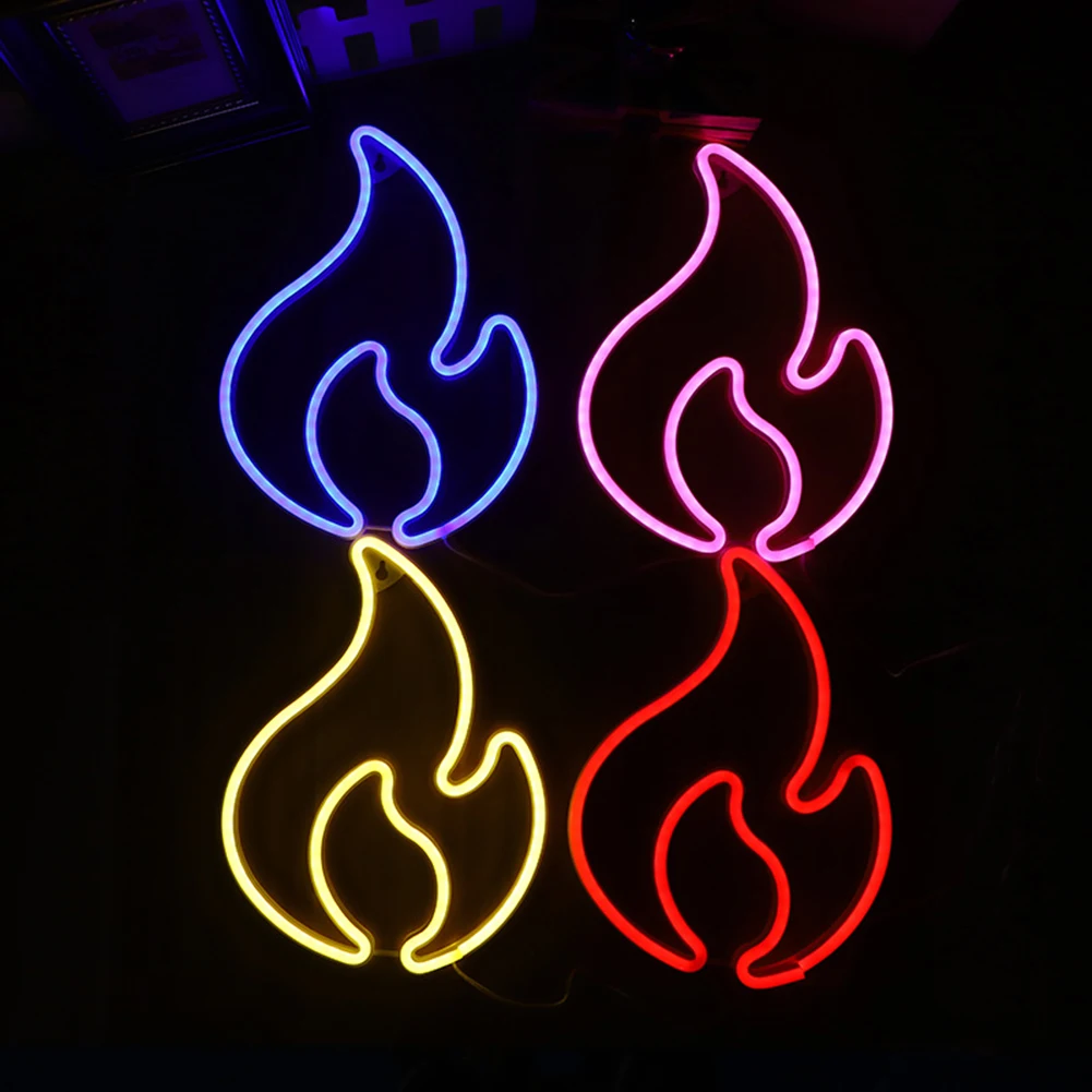 

Fire Flame Led Neon Light Room Night Lamp Led Wall Festoon Garland Night Lamp Indoor Party Hanging Wall Decoration