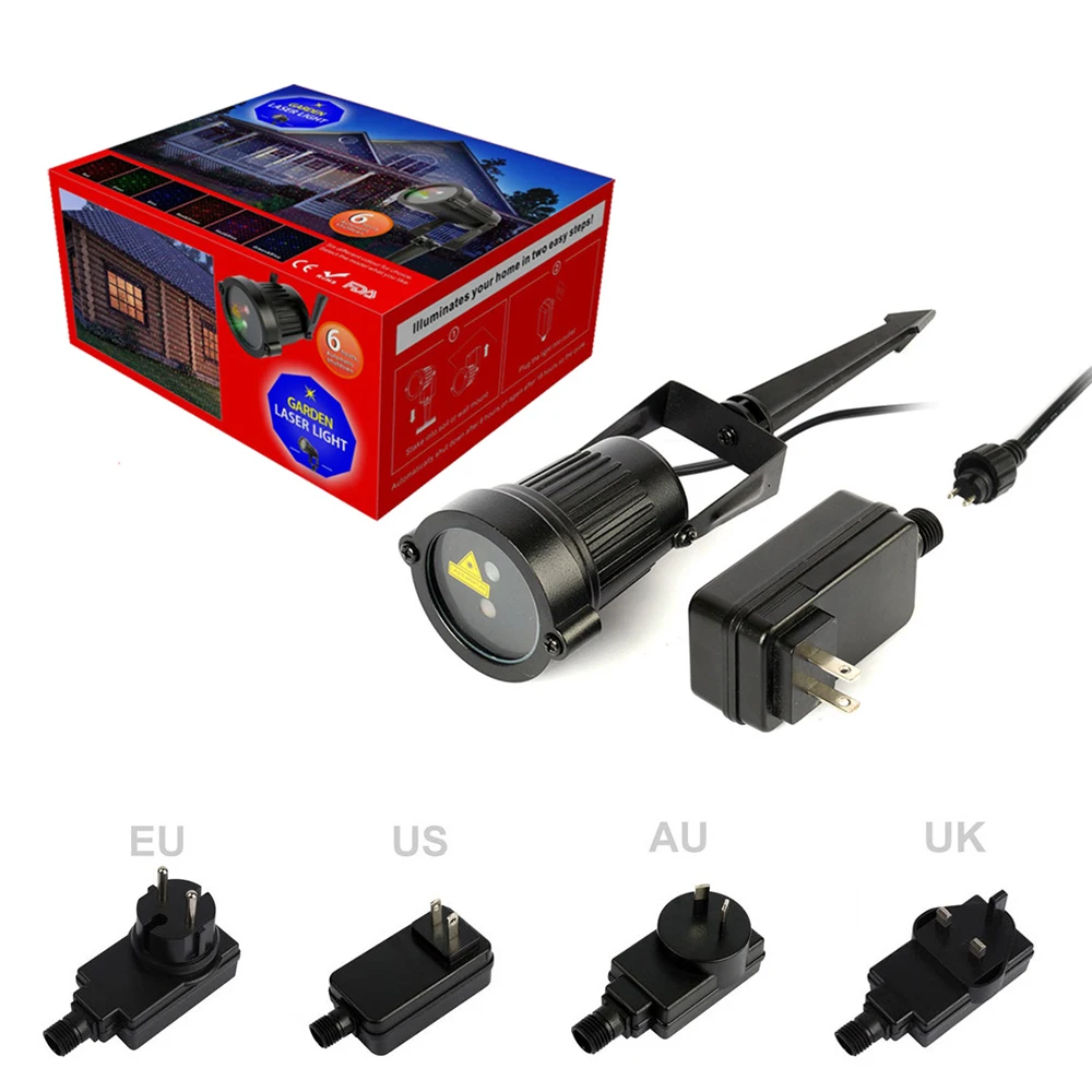 Красный зеленый Звездный лазерный светильник для душа уличный садовый