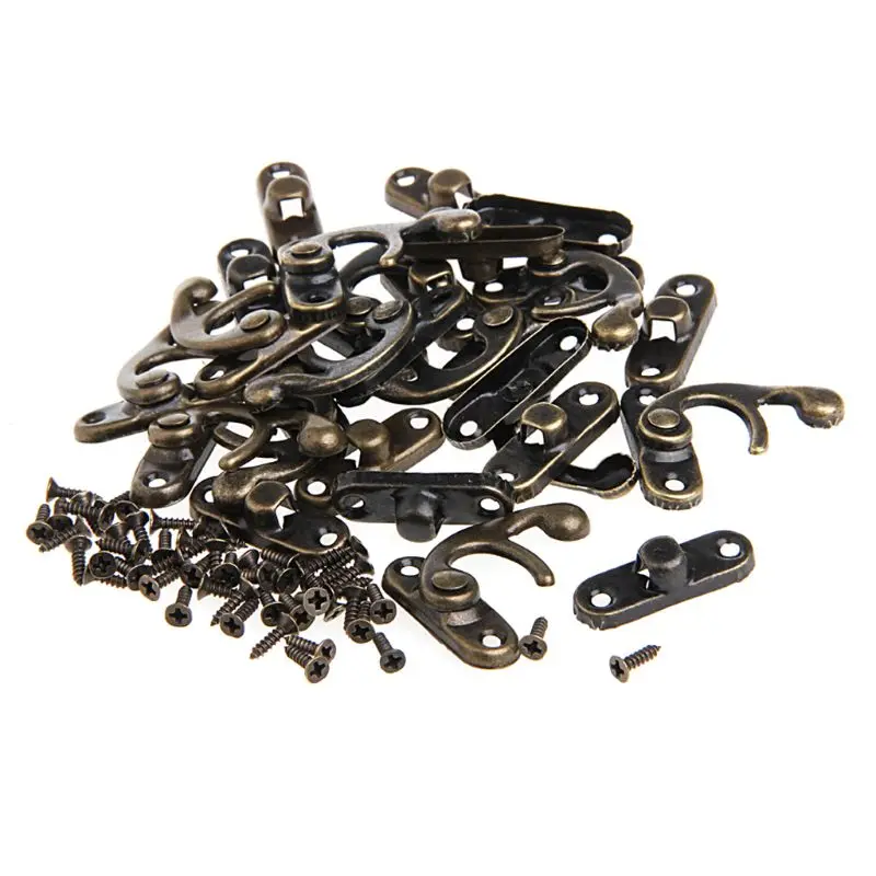 

12X Antique Decorative Jewelry Gift Wooden Box Wine Latch Hasp Hook With Screws W3JA