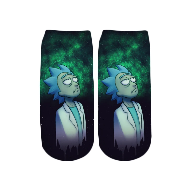 PLstar Cosmos/Новинка года; милые короткие носки с 3D принтом с героями мультфильмов Rick and Morty для мужчин и женщин; корейские носки в стиле Харадзюку; WZ888 - Цвет: color as the picture