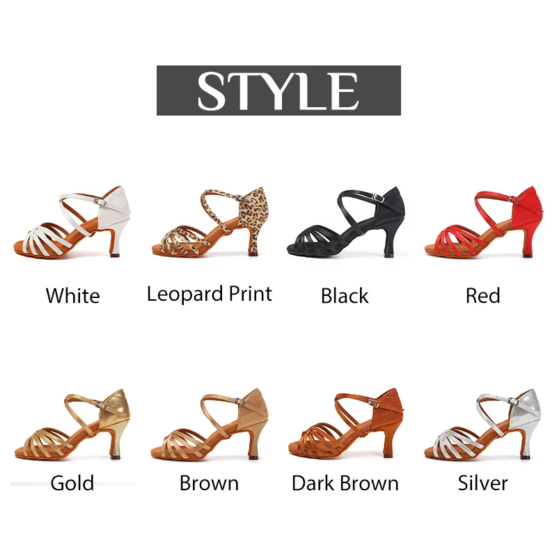DKZSYIM Women Latin Dance Shoes Leopard Print Dance Shoes lady Soft Bottom Dance Shoes heeled 5CM/7CM Girls Salsa Ballroom Shoes