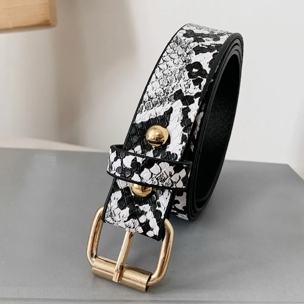 Змеиной кожи с металлической пряжкой леопардовым принтом пояс модная блузка на