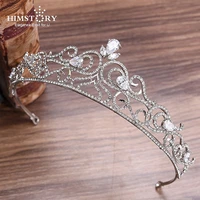 himstory european zircon rhinestones crystal tiaras crowns bride diadem pageant engagement headbands wedding hair accessories