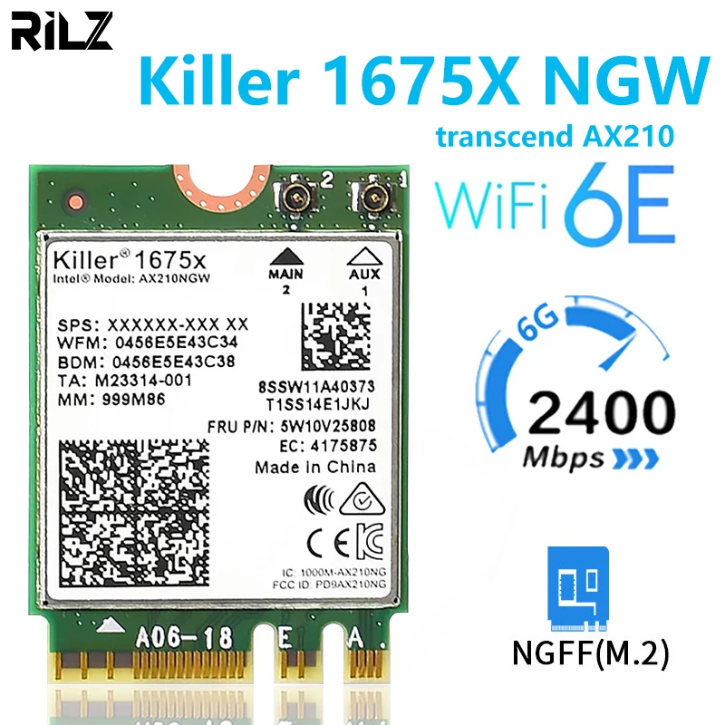 

Трехдиапазонный ноутбук Intel killer 1675X, 5374 м, Bluetooth 5,2, гигабитная беспроводная сетевая карта transcend AX210, поддержка win11