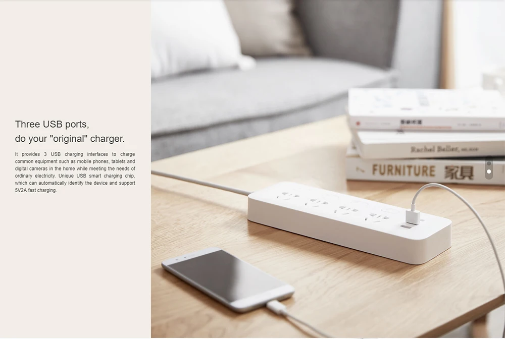 Xiaomi Mijia блок питания 4 порта разъем 4 переключатель управления 3 USB быстрая зарядка розетка удлинитель AC 250 В