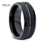 FDLK модное мужское черное кольцо 8 мм тонкая черная линия винтажное свадебное обручальное ювелирное изделие для мужчин