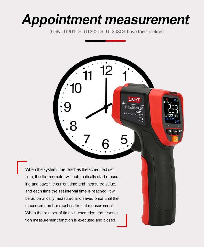 UNI-T UT301A+ UT301C+ инфракрасный термометр цифровой измеритель температуры Бесконтактный круг лазерный термометр Температурный пистолет