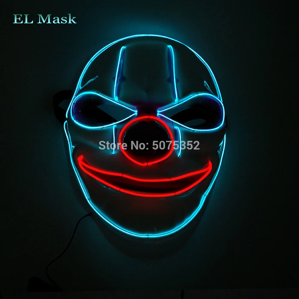 Design-K Маска для всего лица светодиодная Маска Косплей гримаса тушь EL Wire ужас Клоун Маска Джокер маска для Хэллоуина Пасхальный карнавал Декор - Цвет: Design-K