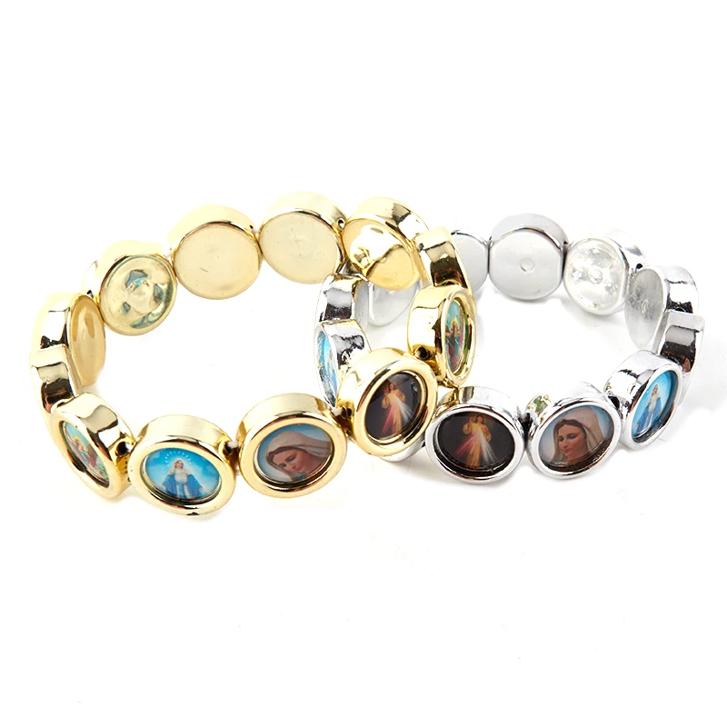 

2021 NEW DESIGN 15mm Icon Bracelet JESUS SAINTS Maria Angel Catholic Fashion Religious Jewelry