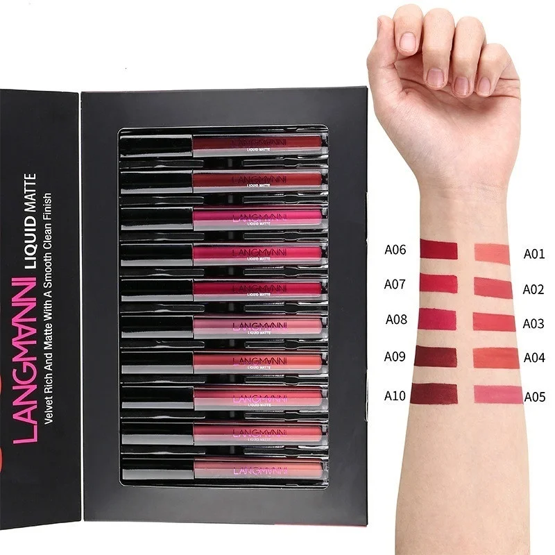 

10pcs/lot Ultra Matte Velvet Sexy Lipgloss Set Cosmetic Lip Waterproof Long Lasting Lip Stick Moisturizer Lipstick Makeup Tint