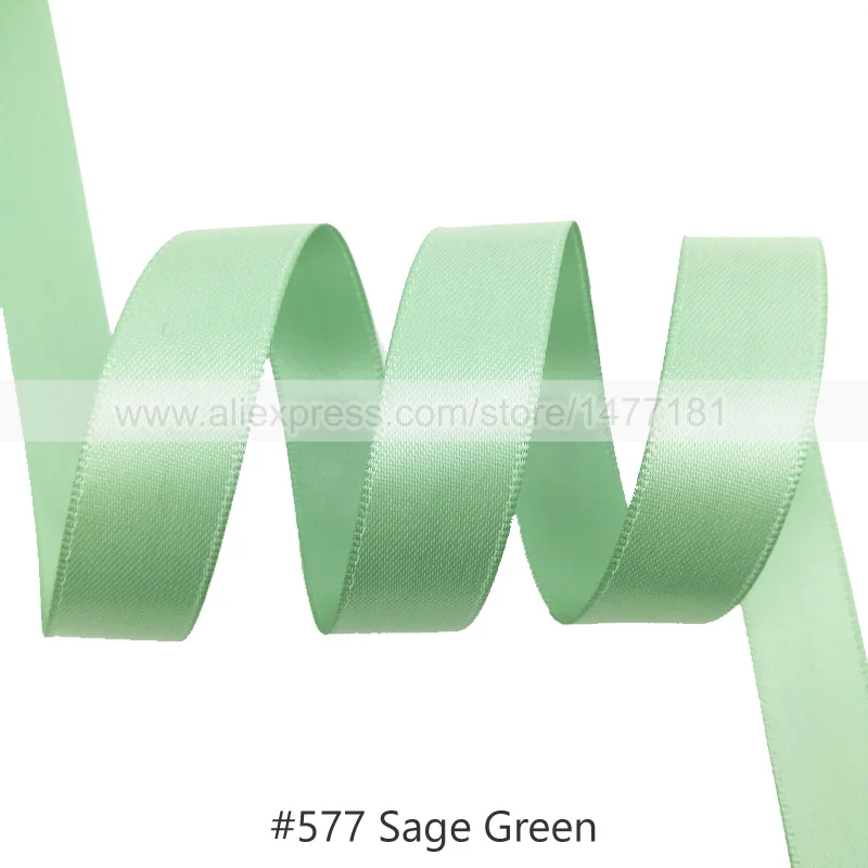 577 Sage Green 25 Yards) 6 9 16 25 38 50 мм атласная лента Двусторонняя лента высокого качества полиэстер Двусторонняя лента банты изготовление тканей - Цвет: 577 Sage Green