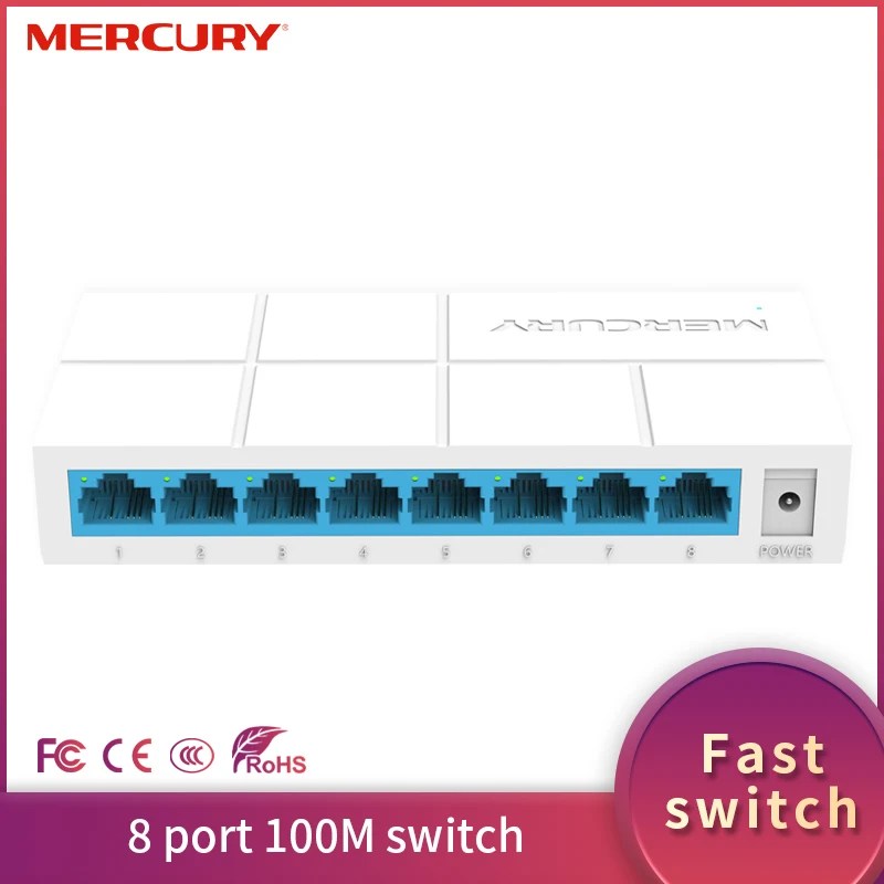 MERCURY S108M 8-Port Настольный Ethernet-коммутатор 10/100 Мбит/с автоматическое согласование