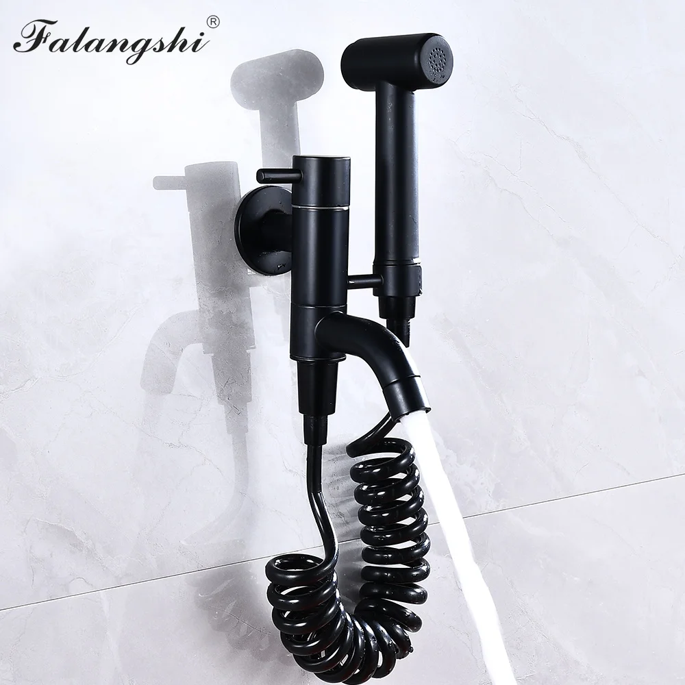 

Ручной смеситель для биде, латунь, двухфункциональный матовый черный душ, самоочищающийся кран WB8920