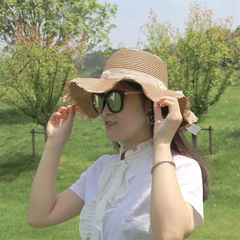 Новая мода женские шапки головной убор приморский пляж зонтик соломенная шляпа