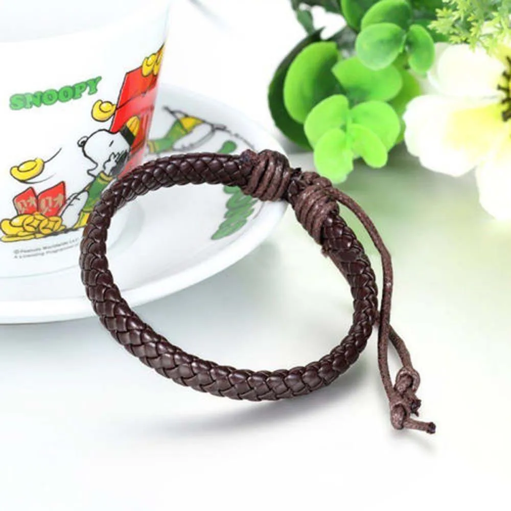 Мужской кожаный браслет в стиле панк на запястье веревка ювелирные изделия