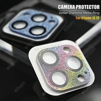 bling camera lens protector for iphone 13 pro max glitter alloy ring hd tempered glass lens film cover for iphone 13 12 11 mini