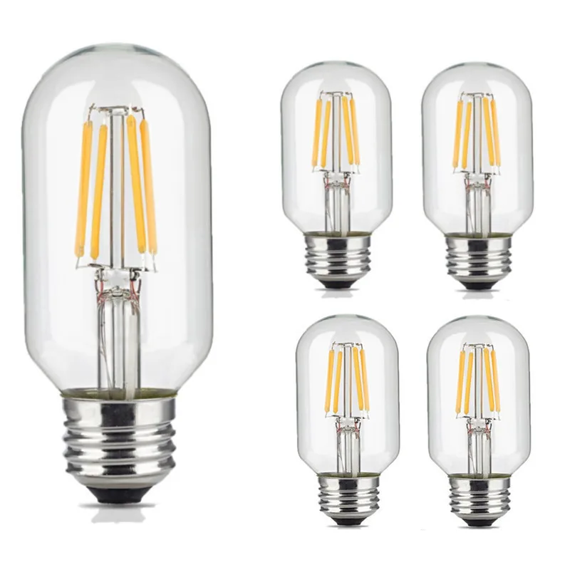 

10pcs COB Filament Light T45 4W E27 360lm Edison Vintage Retro Tube LED Filament Bulb Warm Cool White Color for Lighting Decora
