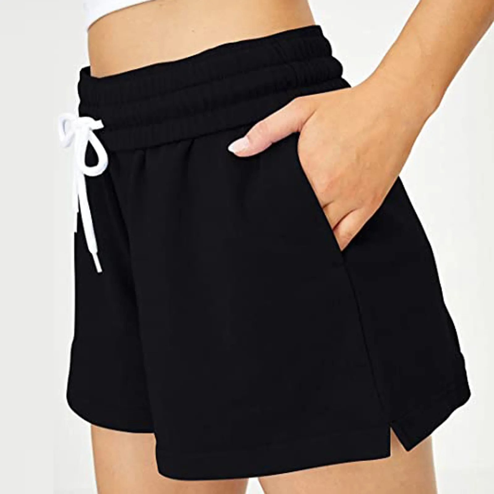 Femmes Mode Taille Haute Décontractée Pantalon Droit Short Sport Bandage D'été Pantalon Solide Sport Shorts D'entraînement