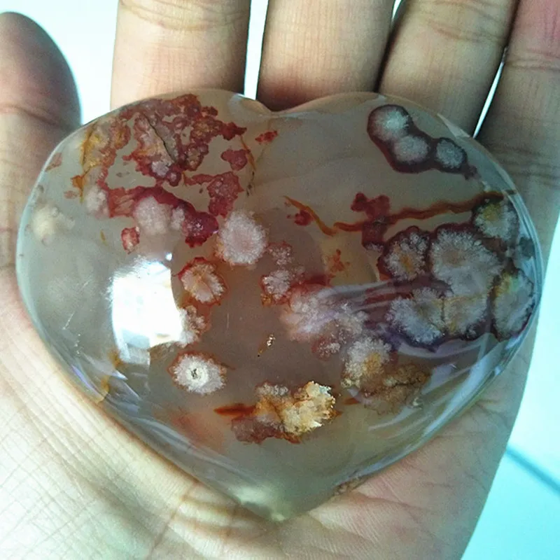 Натуральный камень вишневый цвет Агат Сердце пальмовые камни для медитации